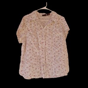 White Floral Button Up Shirt